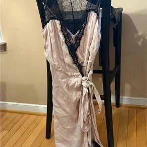 Anthropologie Lace Trimmed Pink and Black Laced Dress